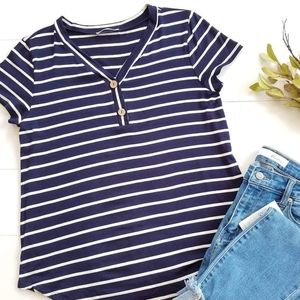 Striped V-Neck Top
